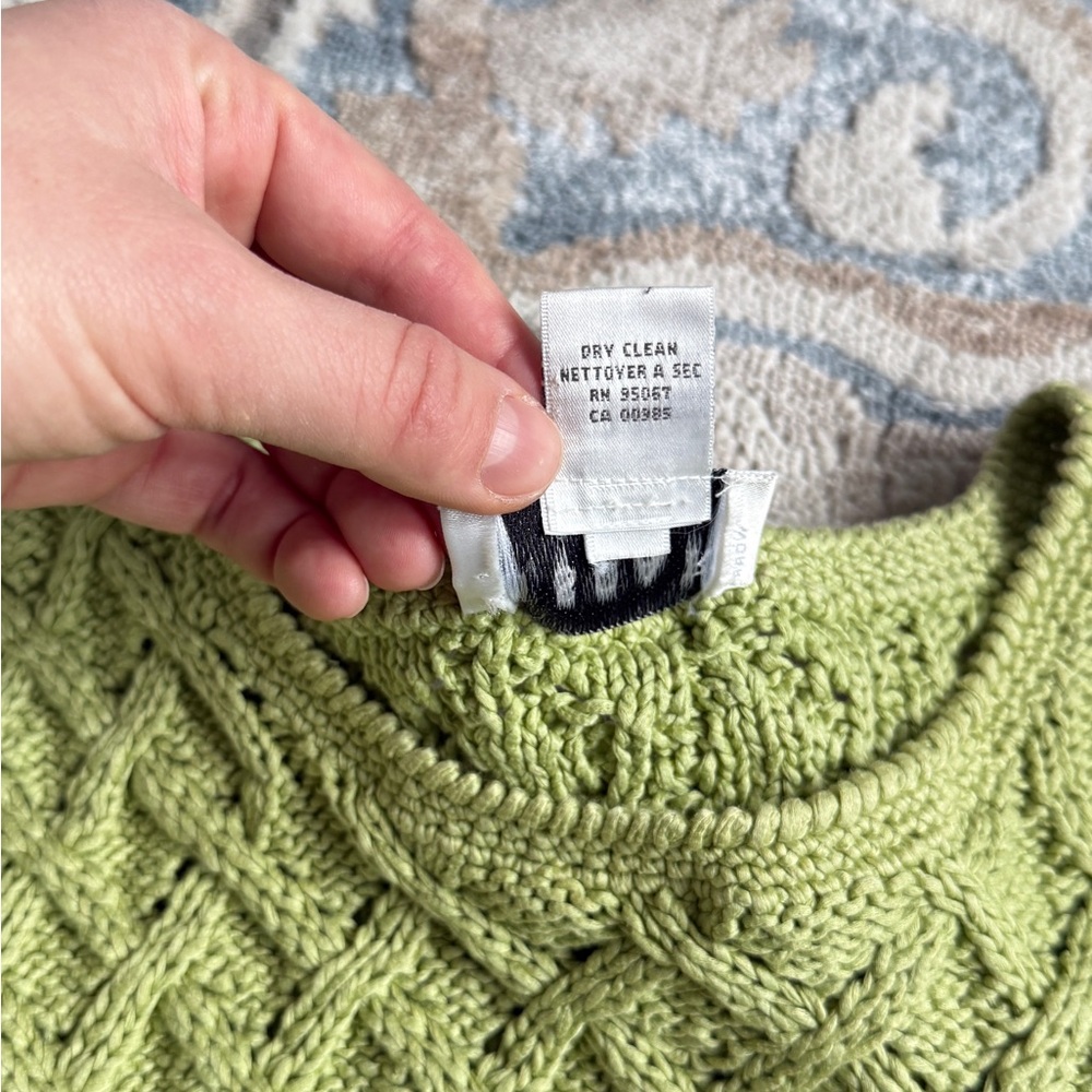 Oscar de la Renta green short sleeve knitted top  size L #casual #unique #Y2K - Picture 7 of 8